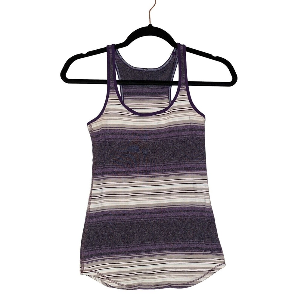 Lululemon Purple Plum Striped Racer back, Sz 0/2